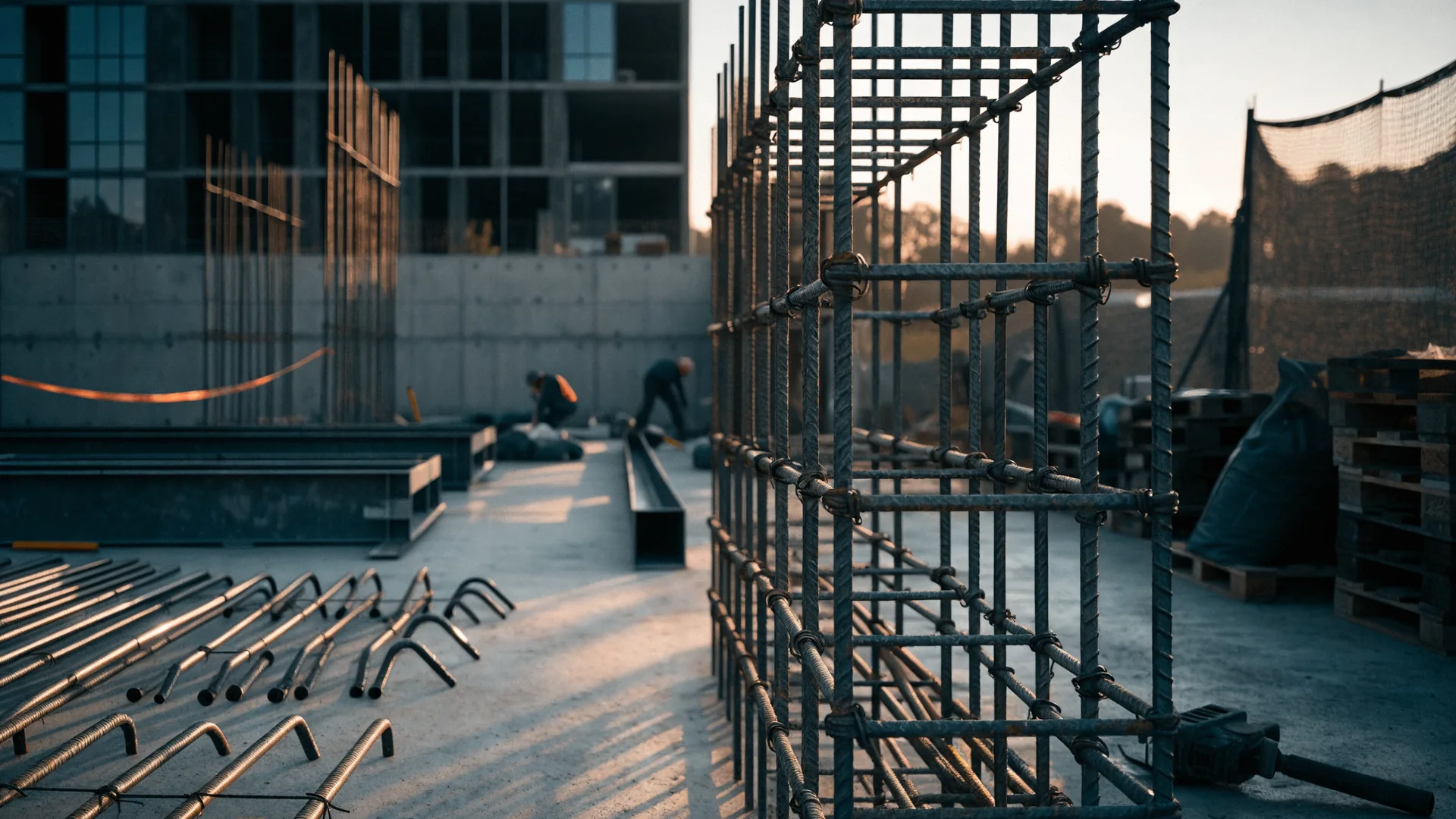 Visualisierung einer vorbereiteten Bewehrung für Beton- und Rohbau